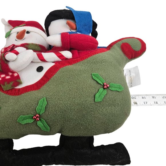 St Nicholas Square Plush Snowman Couple Sleigh Holly Candy Cane Christmas Decor - Picture 3 of 10